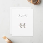 Carte De Correspondance Cute Personalised Happy Birthday Mice. (Devant/Arrière en situation)