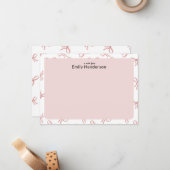 Carte De Correspondance Cute Pink Bow Girly Coquette Bow Frame (Devant/Arrière en situation)