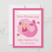 Carte De Correspondance Cute Pink Kids Mermaid Valentine (Devant)