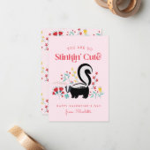 Carte De Correspondance Cute Pink Skunk Classroom Valentine (Devant/Arrière en situation)
