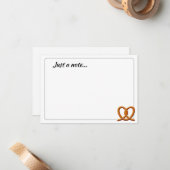 Carte De Correspondance Cute Pretzel Drawing Custom Just a Note (Devant/Arrière en situation)