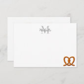 Carte De Correspondance Cute Pretzel Drawing  Monogram Personalized (Devant / Derrière)
