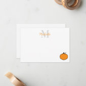 Carte De Correspondance Cute Pumpkin Drawing Custom Monogram (Devant/Arrière en situation)