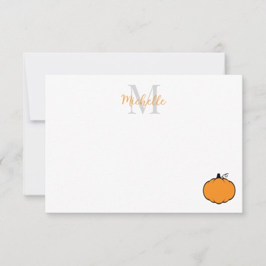 Carte De Correspondance Cute Pumpkin Drawing Personalized Monogram (Devant)