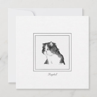 Carte De Correspondance Cute Ragdoll Chat noir et blanc croquis