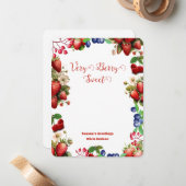 Carte De Correspondance Cute Red Strawberry Blue Berry Sweet Modern Script (Devant/Arrière en situation)