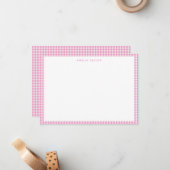 Carte De Correspondance Cute Retro Pink White Gingham Plaid Personalized (Devant/Arrière en situation)