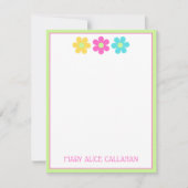 Carte De Correspondance Cute Retro Yellow Pink Blue Daisies (Devant)