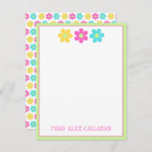 Carte De Correspondance Cute Retro Yellow Pink Blue Daisies (Devant / Derrière)