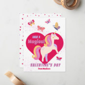 Carte De Correspondance Cute Unicorn Classroom Valentine's Day Cards (Devant/Arrière en situation)
