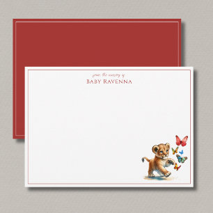 Carte De Correspondance Cute Watercolor Lion Baby Nursery Merci