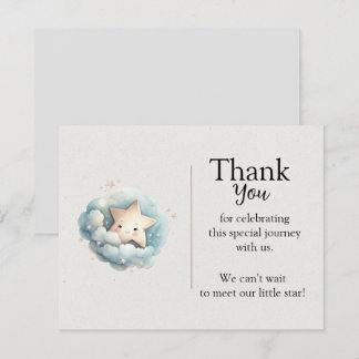 Carte De Correspondance Cute Watercolor Little Star in Blue Clouds