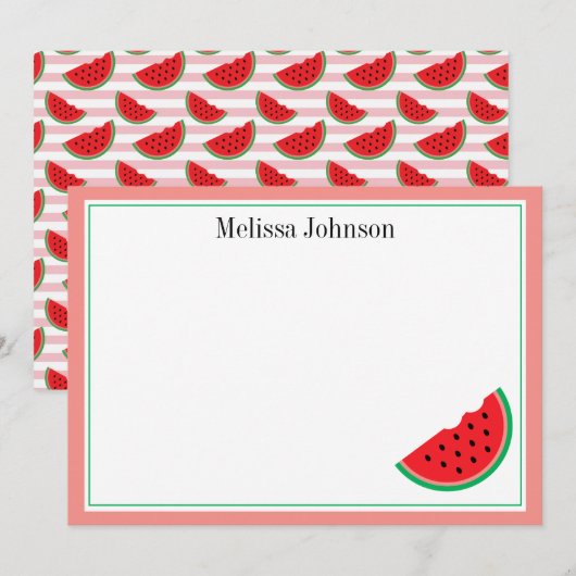 Carte De Correspondance Cute Watermelon Fun Personnalisé (Devant / Derrière)