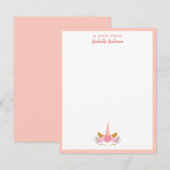Carte De Correspondance Cute Whimsical Blush rose Unicorn (Devant / Derrière)