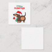 Carte De Correspondance Dachshund Chien mignonne Joyeux Noël (Devant / Derrière)