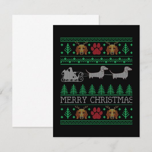 Carte De Correspondance Dachshund de Noël chien viennois (Devant / Derrière)