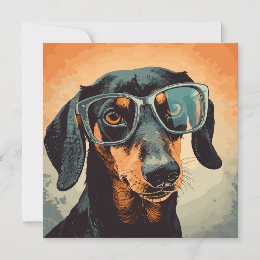 Carte De Correspondance Dachshund en lunettes (Devant)