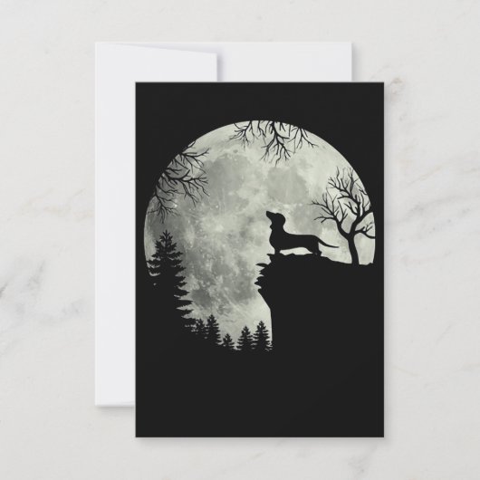 Carte De Correspondance Dachshund Et Lune Halloween (Devant)