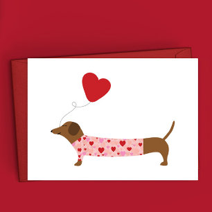 Carte De Correspondance Dachshund Saint-Valentin, Saint-Valentin Rose et R