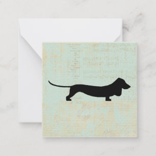 Carte De Correspondance Dachshund Wiener Chien Silhouette sur musique Turq