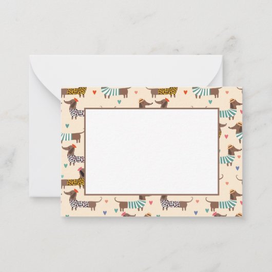 Carte De Correspondance Dachshunds amusants en Casquette et pulls (Dos)