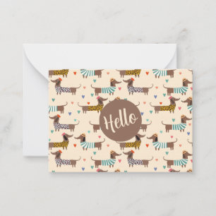 Carte De Correspondance Dachshunds amusants en Casquette et pulls
