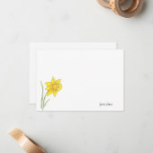 Carte De Correspondance Daffodique aquarelle (Devant/Arrière en situation)