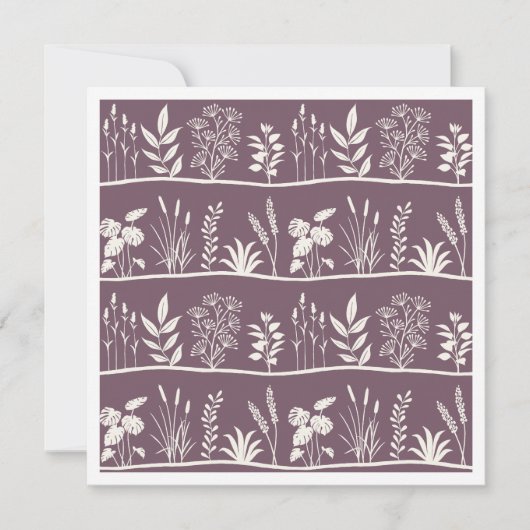 Carte De Correspondance Dainty Meadow Minimalist Botanical Silhouette Plum (Devant)
