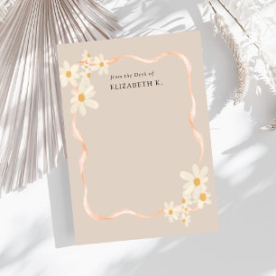 Carte De Correspondance Daisy moderne Floral Nom Brown