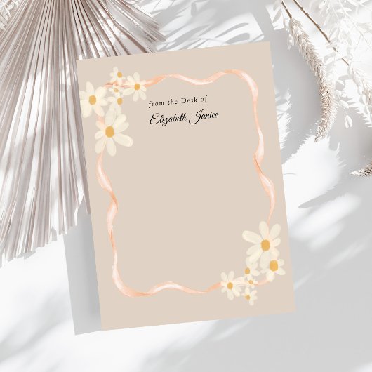 Carte De Correspondance Daisy moderne Floral Nom Brown