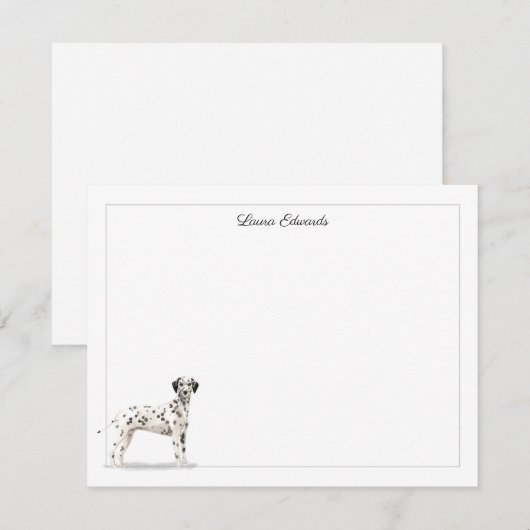 Carte De Correspondance Dalmatian Dog Gray Border Personalized (Devant / Derrière)