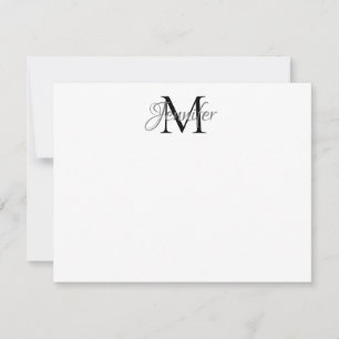Carte De Correspondance Damas décoratif noir et gris Monogramme