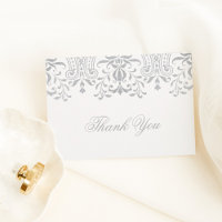 Damask Glamour Argent Élégant Vintage