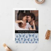 Carte De Correspondance Damask Thank You Notes {Blue} (Devant/Arrière en situation)