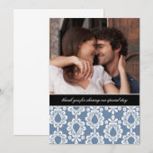 Carte De Correspondance Damask Thank You Notes {Blue} (Devant / Derrière)