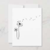 Carte De Correspondance Dandelion noir et blanc soufflant dans le vent (Devant)