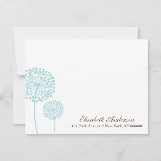 Carte De Correspondance Dandelions de menthe doux Flat Merci Notes (Devant)