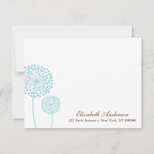 Carte De Correspondance Dandelions de menthe doux Flat Merci Notes
