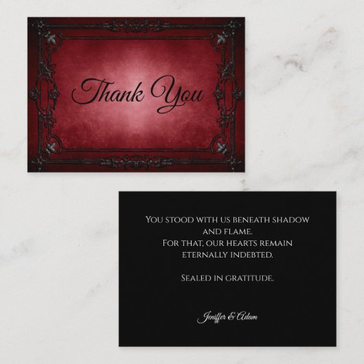 Carte De Correspondance Dark Red Gothic AlternativeHalloween wedding (Devant / Derrière)