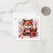 Carte De Correspondance Darling Be Mine Girly Fox Classroom Valentine (Devant/Arrière en situation)