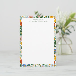 Carte De Correspondance De la part de Floral Border Nom Moderne Coloré