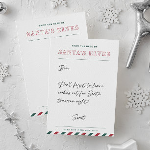 Carte De Correspondance De la part du Père Noël et de ses Elfes Noël