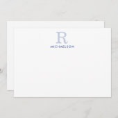 Carte de correspondance de monogramme bleu moderne (Devant / Derrière)