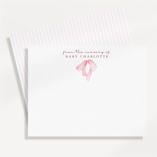 Carte de correspondance de naissance à ruban rose