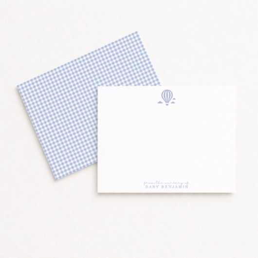 Carte de correspondance de nursery en vichy bleu a