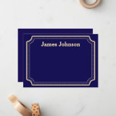 Carte De Correspondance Deep blue Retro Bold Serif Desk Name Plate (Devant/Arrière en situation)