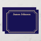 Carte De Correspondance Deep blue Retro Bold Serif Desk Name Plate (Devant / Derrière)