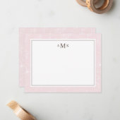 Carte De Correspondance Delicate Blush Floral Monogrammé (Devant/Arrière en situation)