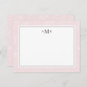 Carte De Correspondance Delicate Blush Floral Monogrammé (Devant / Derrière)