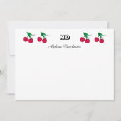 Carte De Correspondance Délicieux cerise rouge Monogramme (Devant)